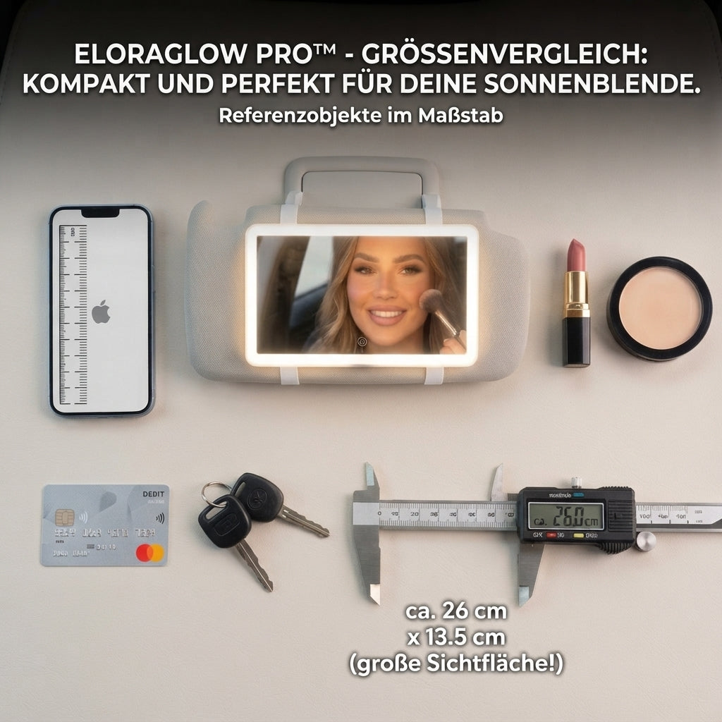 EloraGlow Pro™ – LED-Autospiegel für das perfekte Make-up unterwegs