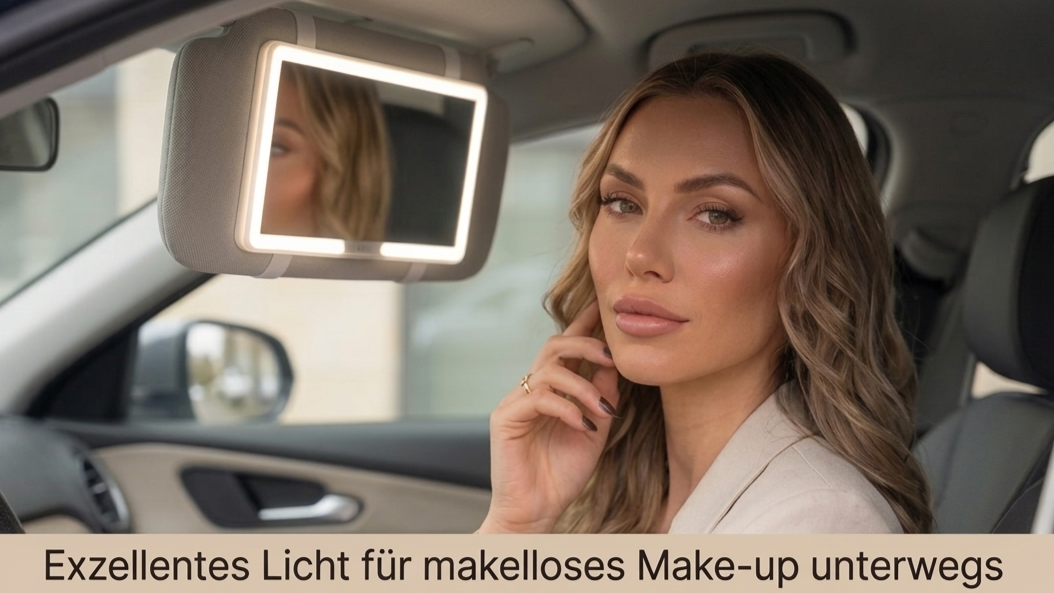 EloraGlow Pro™ – LED-Autospiegel für das perfekte Make-up unterwegs