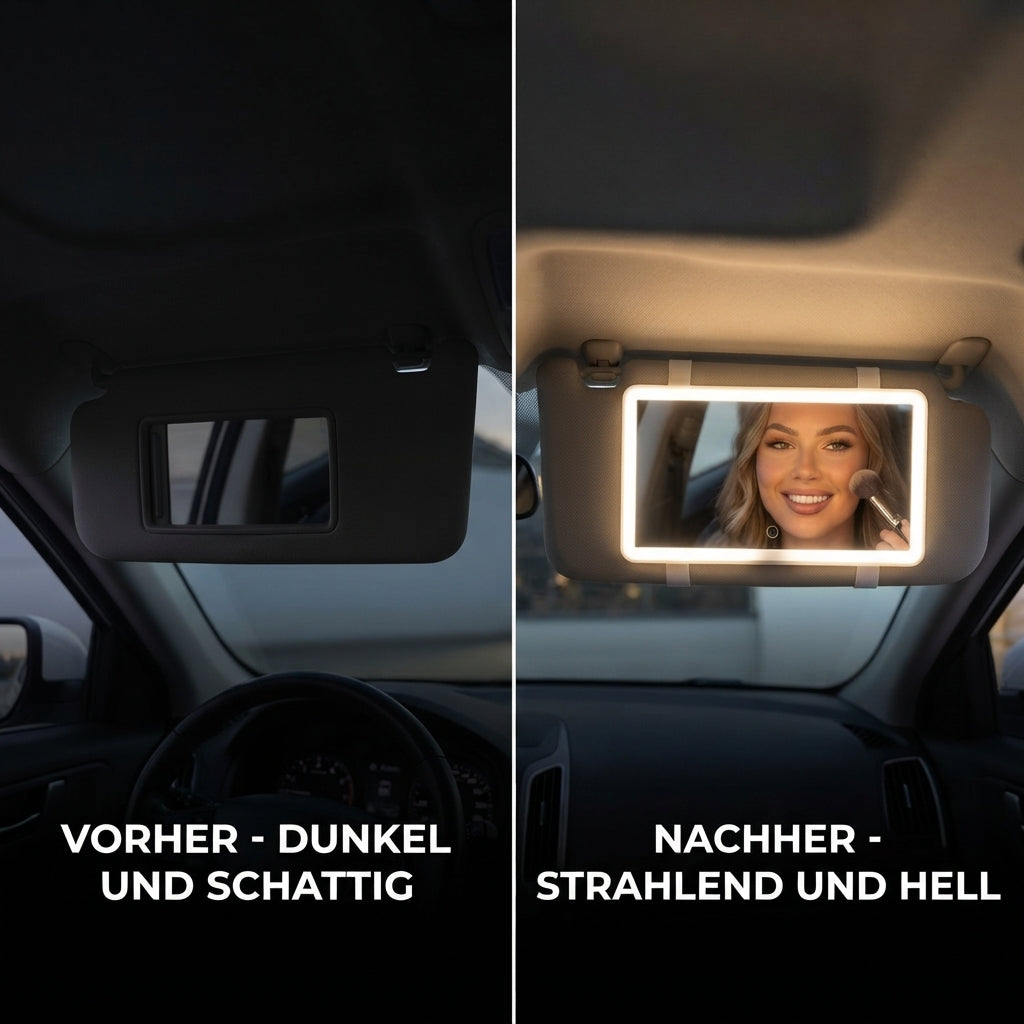 EloraGlow Pro™ – LED-Autospiegel für das perfekte Make-up unterwegs