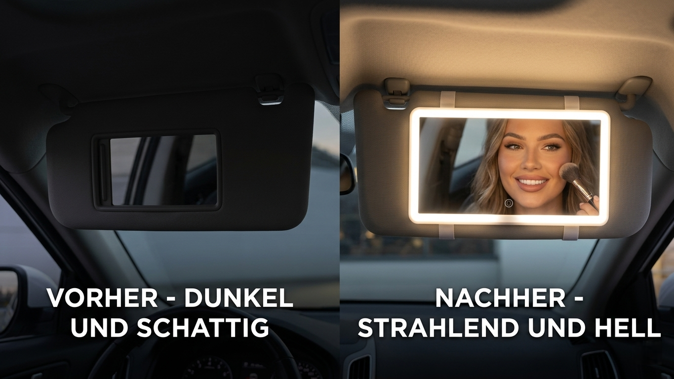 EloraGlow Pro™ – LED-Autospiegel für das perfekte Make-up unterwegs