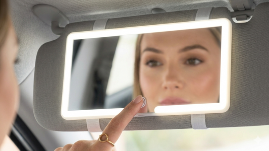 EloraGlow Pro™ – LED-Autospiegel für das perfekte Make-up unterwegs
